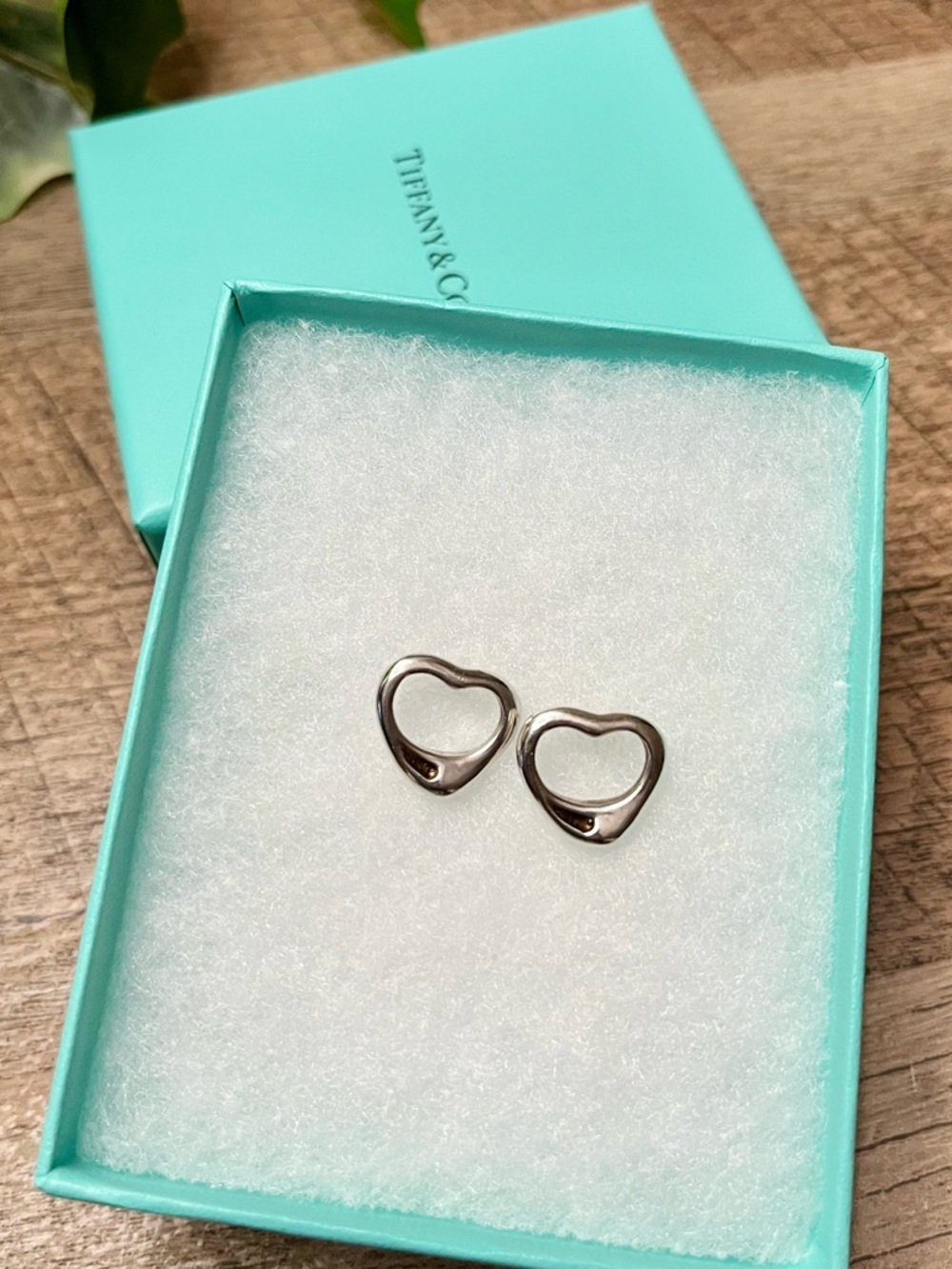 Vintage Tiffany & Co Sterling Silver Open Heart Stud Earrings Large 15mm